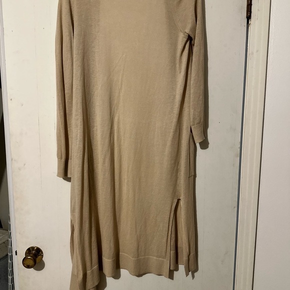 Long Beige Cardigan with Pockets - Picture 2 of 2